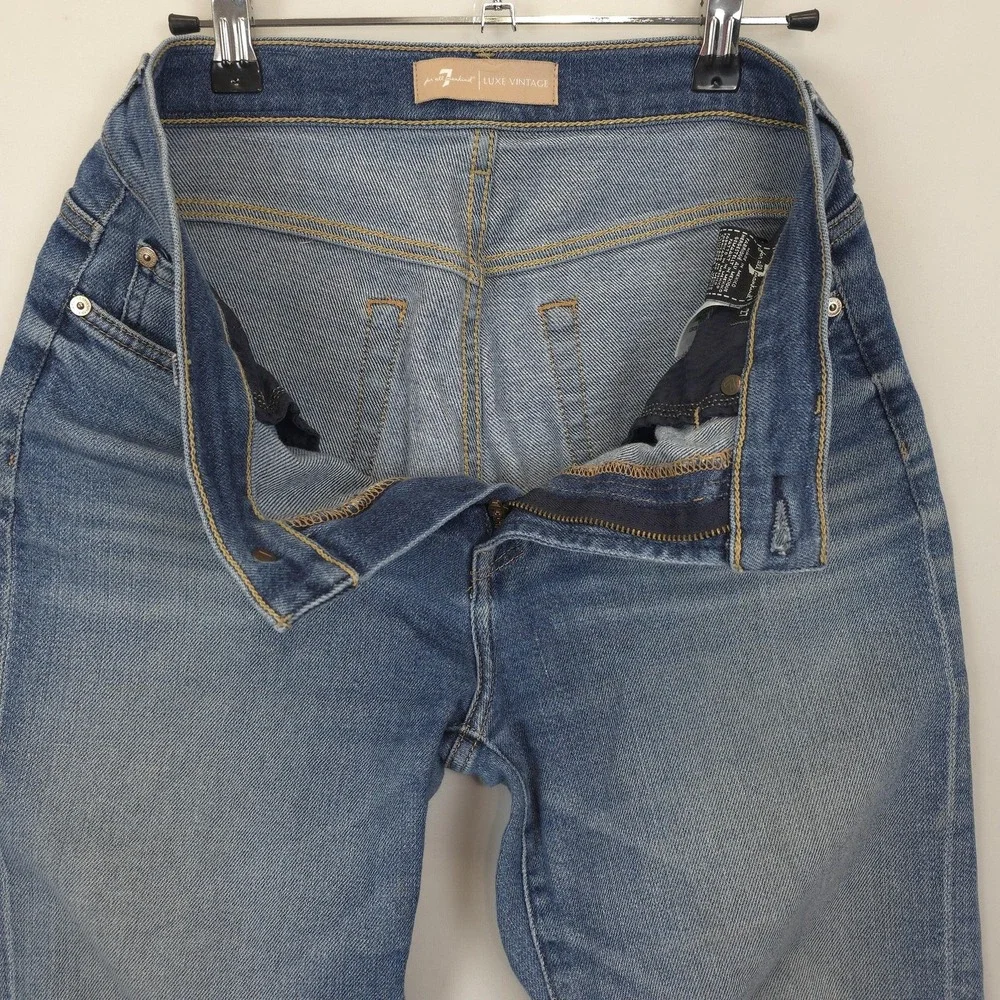 7 For All Mankind Jeans Women 27 Luxe Vintage Tapered Stretch Denim High Rise